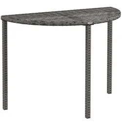 Outsunny Balkontisch Beistelltisch halbrund Polyrattan+Metall Grau 100x50x74 cm