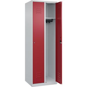 CP-Möbel Spind Classic PLUS, rot, 2 Abteile, mit Zylinderschloss, 60 x 185 cm