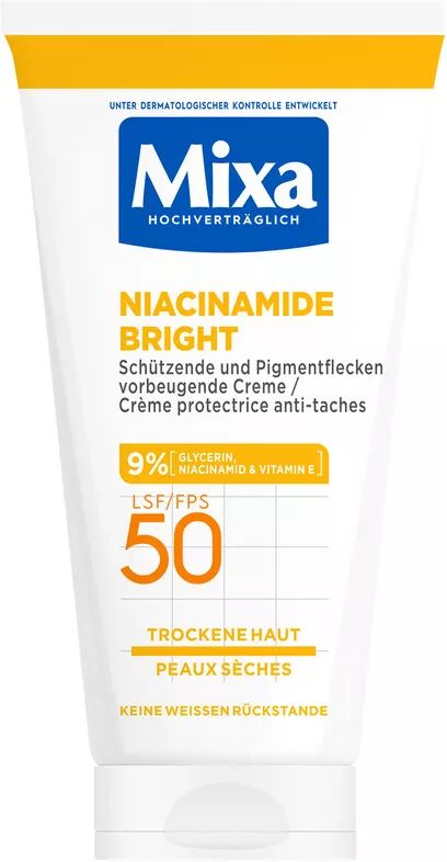 Mixa - Niacinamide Bright LSF 50 Pigmentflecken vorbeugende Creme für trockene Haut, 50 ml