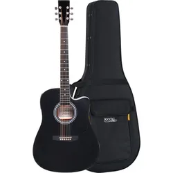 Classic Cantabile WS-10BK-CE Westerngitarre schwarz mit Tonabnehmer Softcase Set