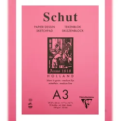 Clairefontaine 2x Schut Skizzenblock A3 geleimt Petit Grain, 70 Blatt weiß 180g, mittelfeine Körnung - SCH11813C