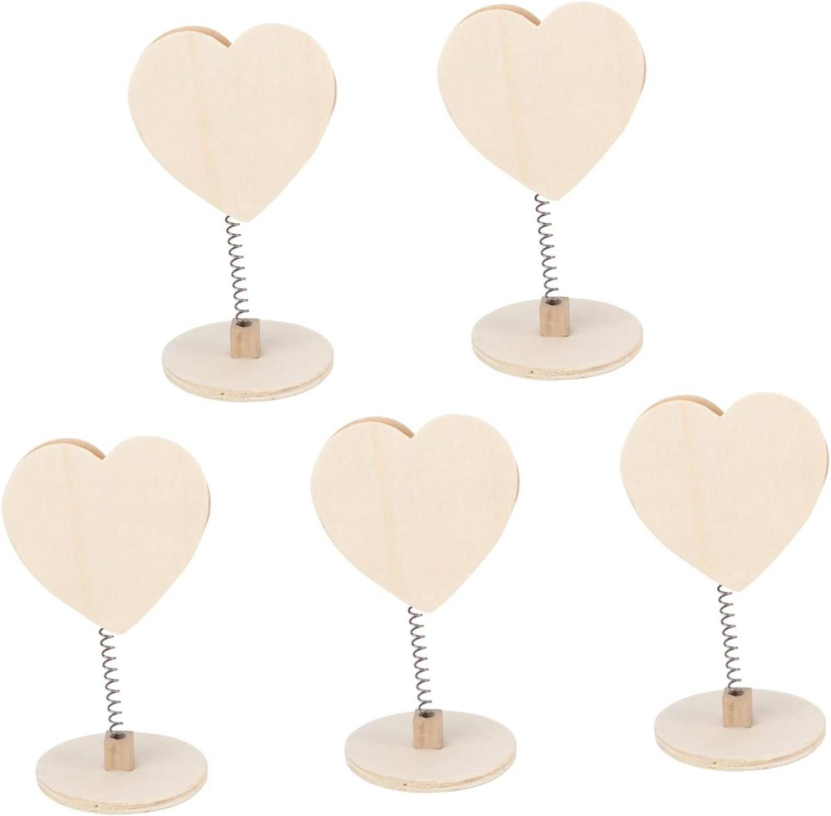 Beige Hartvormige Houten Fotohouders en Kaarthouders voor Tafeldecoratie
