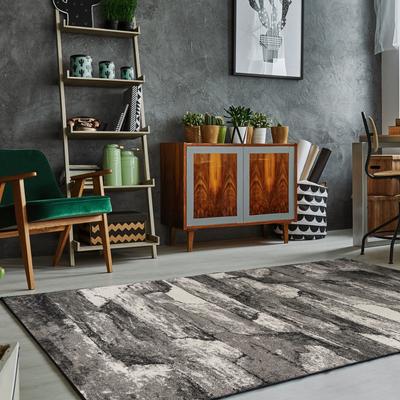 Domani Scene Transitional Charcoal Wave or Brick Area Rug