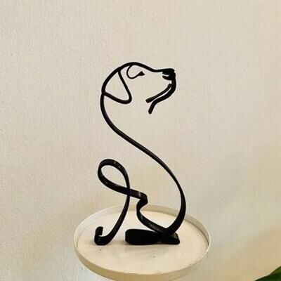 Inspired Finds Modern Wrought Iron Dog Sculpture Minimalist Abstract Animal Figurine labrador Retriever