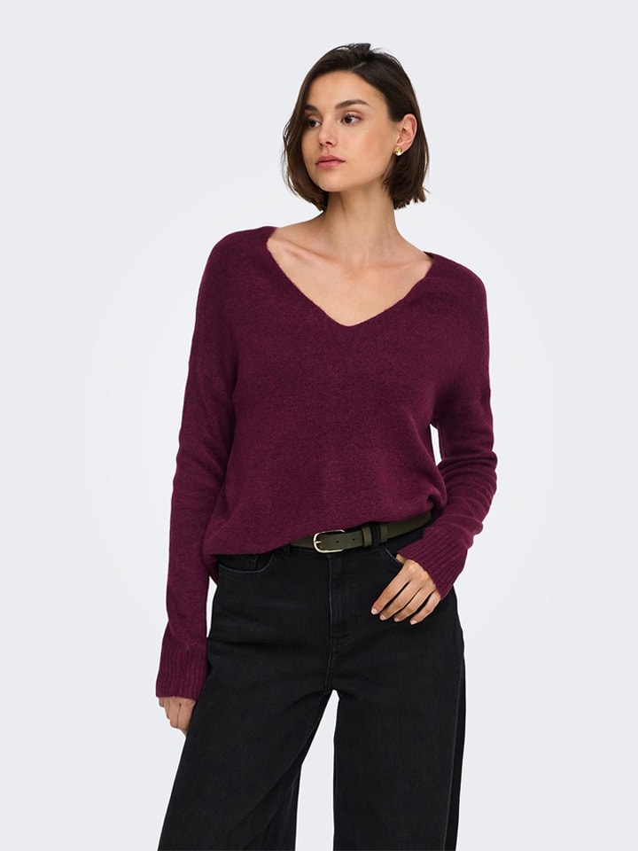 JDY Pullover "Elanora" in Bordeaux - XL
