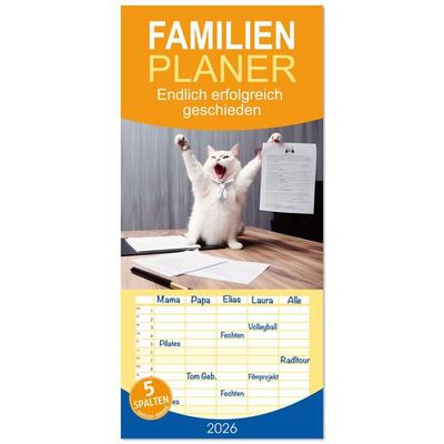Familienplaner 2026 - Endlich erfolgreich geschieden mit 5 Spalten (Wandkalender, 21 x 45 cm) CALVENDO