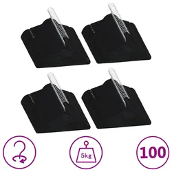 vidaXL 100 Stk. Kleiderbügel-Set Anti-Rutsch Schwarz Samt