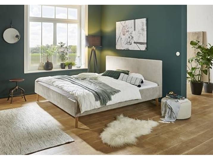 sette notti Polsterbett Kreta 180 x 200 cm mit Kopfteil glatt & Stoffbezug Abriamo - Bett, Jugendbett, Bettgestell, Doppelbett – Taupe