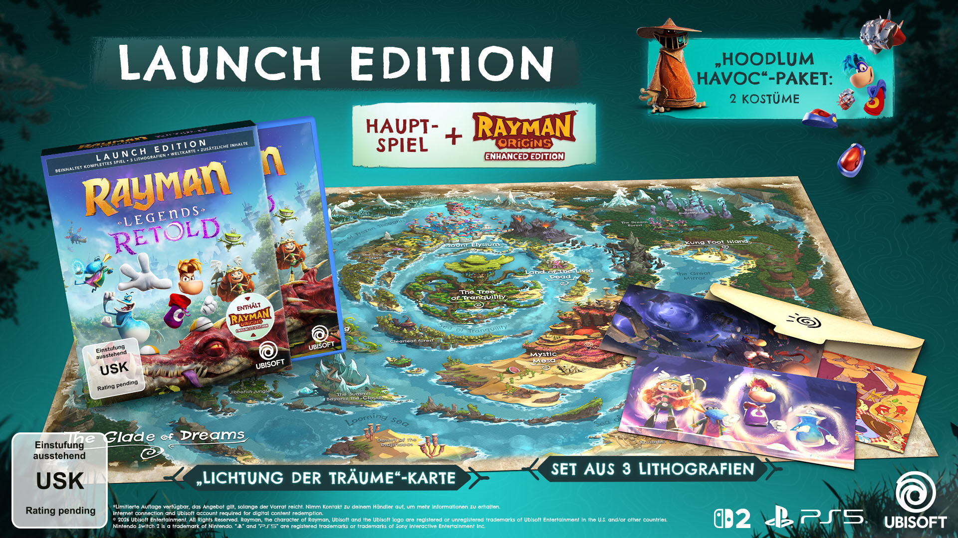 UBISOFT Spielesoftware "Rayman Legends Retold – Launch Edition", bunt (weiß, neutral), PlayStation 5, Spielesoftware, Spielesoftware