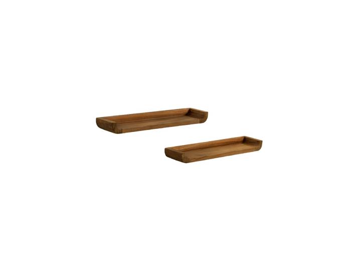 Wandregal Set „Shanel“ mit Rahmen aus massivem Teakholz mit dunklem Finish Natural Kave Home