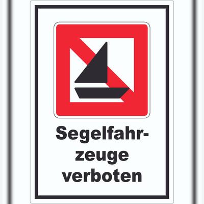 HB-Druck Segelboote verboten Symbol und Text Segeln verboten Aufkleber A6 (105x148mm)