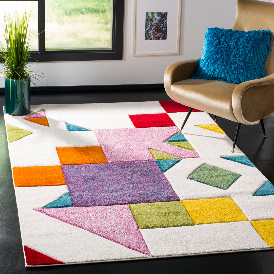 Metro Parkes Rectangle Geometric Area Rug Pink;Neutral Rectangle 160 x 229 cm