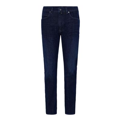 Tapered-fit-Jeans PIERRE CARDIN "Lyon Tapered", Herren, Gr. W36 L30, Länge 30, blau (dunkelblau used), Obermaterial: 92% Baumwolle CO. 5% Elastomultiester ELE. 3% Elasthan EL., uni, tapered fit, Jeans, aus Dual-FX-Stretch-Qualität