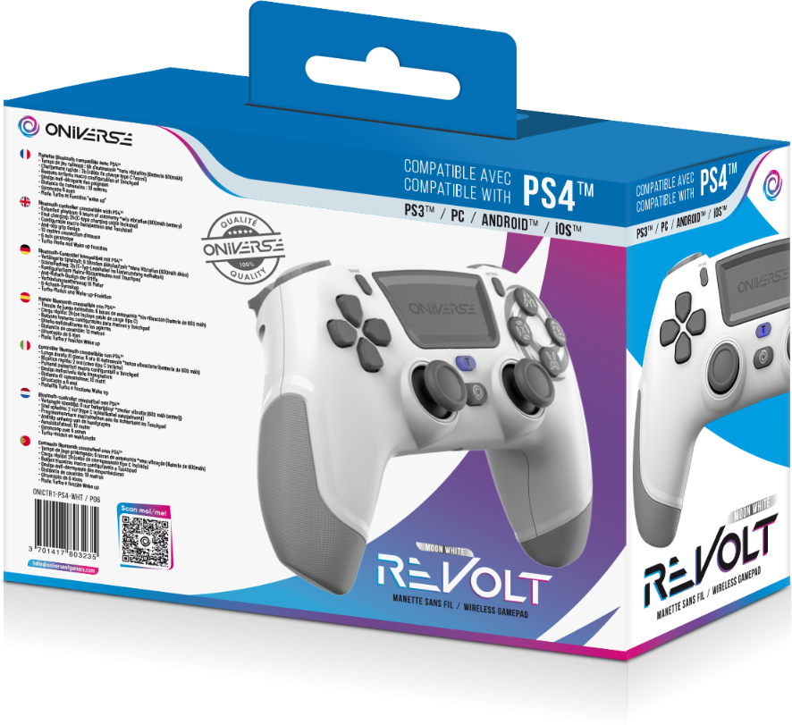 Oniverse Langaton Bluetooth Ohjain PS4 PS3 PC Valkoinen