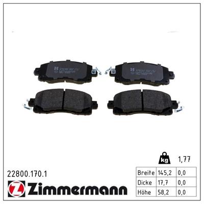 ZIMMERMANN Bremsbelagsatz, Scheibenbremse 228001701 Vorderachse für Subaru