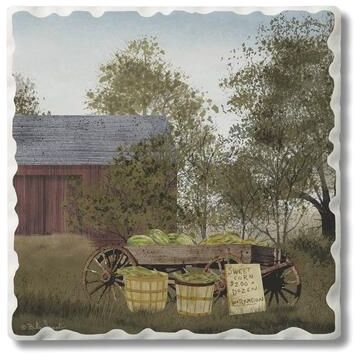 Counterart Absorbent Stone Coasters - Produce Wagon - Set of 4 - 4x4x217