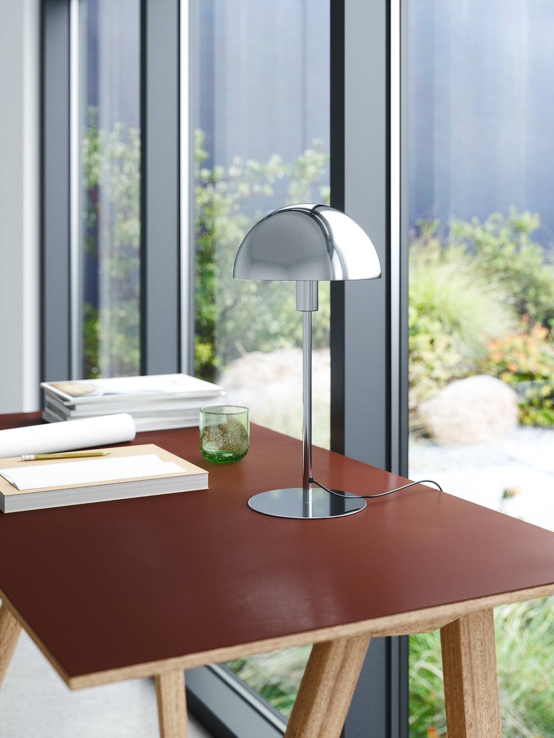 Nordlux Ellen Design Tafellamp Chroom met Lampenkap E14
