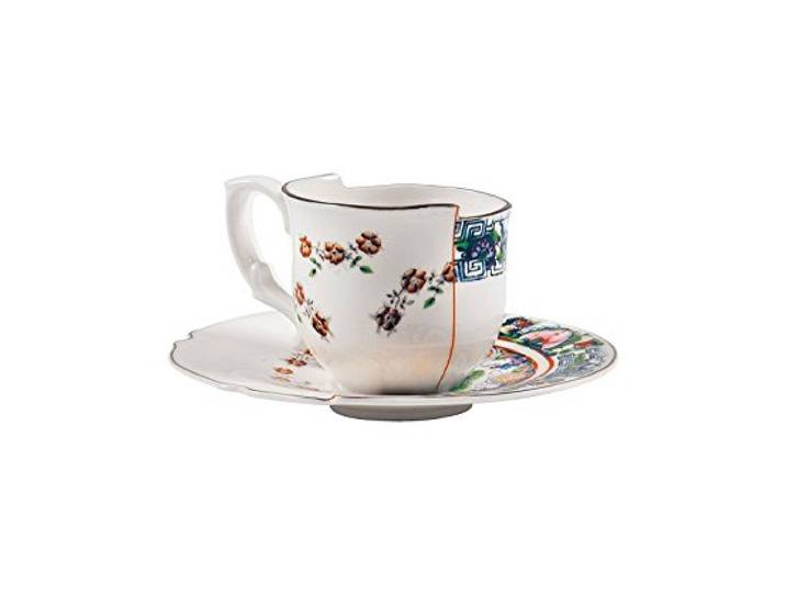 Seletti Tasse à café avec soucoupe en porcelaine hybrid-Tamara