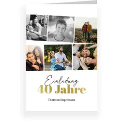 Einladungskarte 40. Geburtstag: Fotoband - 40 mit Fotos in Weiß