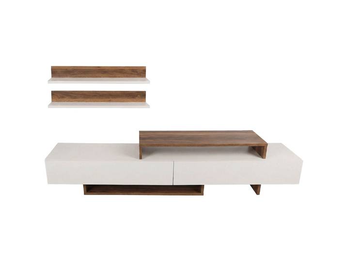 TV-Möbel Georis Weiss/Teak Holzwerkstoff B 180 cm