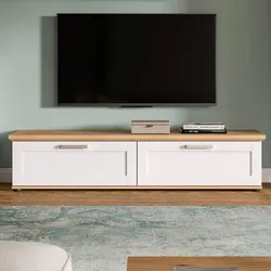 TV Sideboard Fernsehboard in Weiß und Wildeichefarben