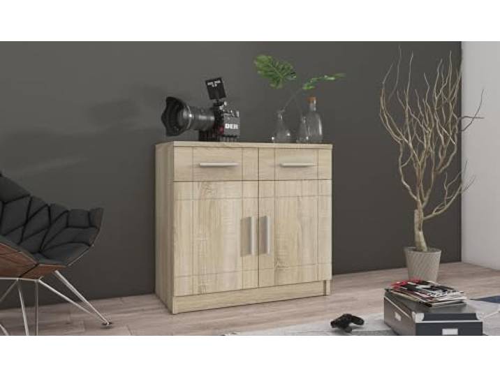 Kommode Sideboard PARIS 2F-2S Wohnwand Wohnzimmer Anbauwand Sonoma Eiche