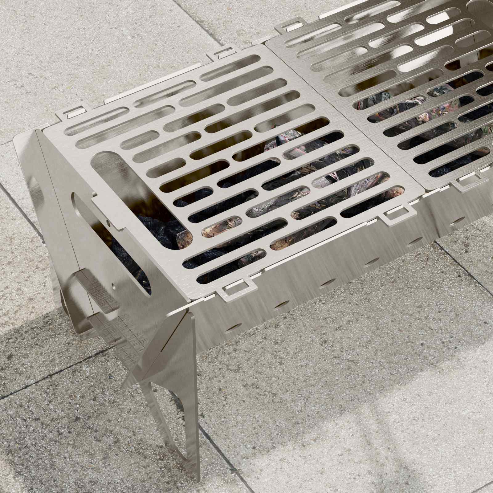 vidaXL Foyer de camping 42 x 22 x 18 cm Acier inoxydable Argenté