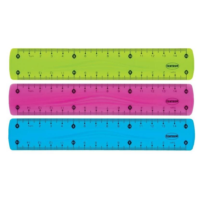 Centrum Lineal 15cm. Ass. neonfarver. FLEXI (15 cm, Kunststoff) (86638)