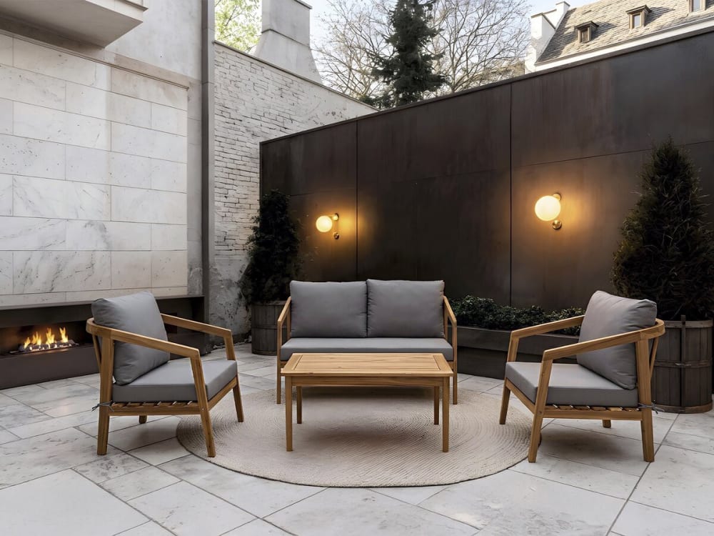 Habitat & Jardin Salon de jardin 4 places en bois gris Gris 116x72x69cm