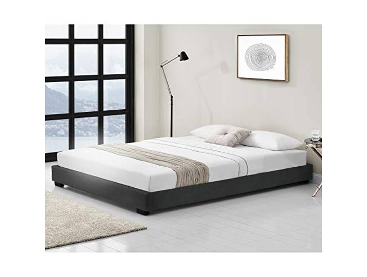 Corium Kunstlederbett Polsterbett aus Kunstleder Bettgestell mit Lattenrost 180x200 cm Bett inkl. Lattenrahmen Doppelbett Ehebett Lederimitat in Schwarz