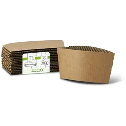 greenbox - Bechermanschetten aus Karton für 300 / 400 / 500 ml Pappbecher, braun, 1000 St.
