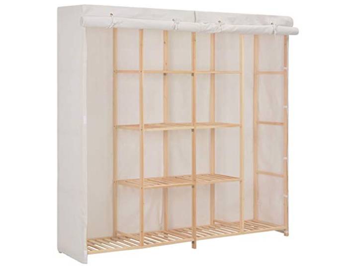 Festnight Kleiderschrank Schrank Stoffschrank Schlafzimmerschrank Kombischrank Aufbewahrung Organizer Weiß 173 x 40 x 170 cm Stoff