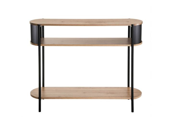 Console 3 niveaux avec flancs en métal noir l100 cm