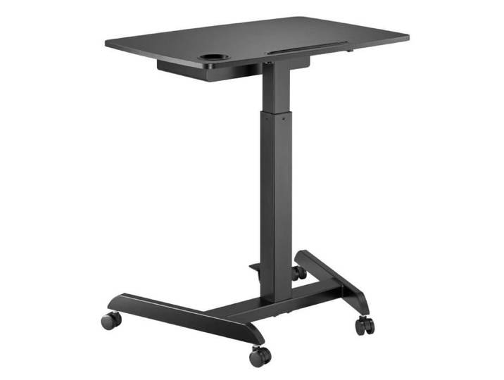 Bureau - MACLEAN - Table d'ordinateur portable - Réglable en hauteur - 1 tiroir - Noir