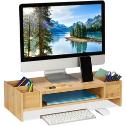 Relaxdays Monitorständer, Monitor Erhöhung, Braun