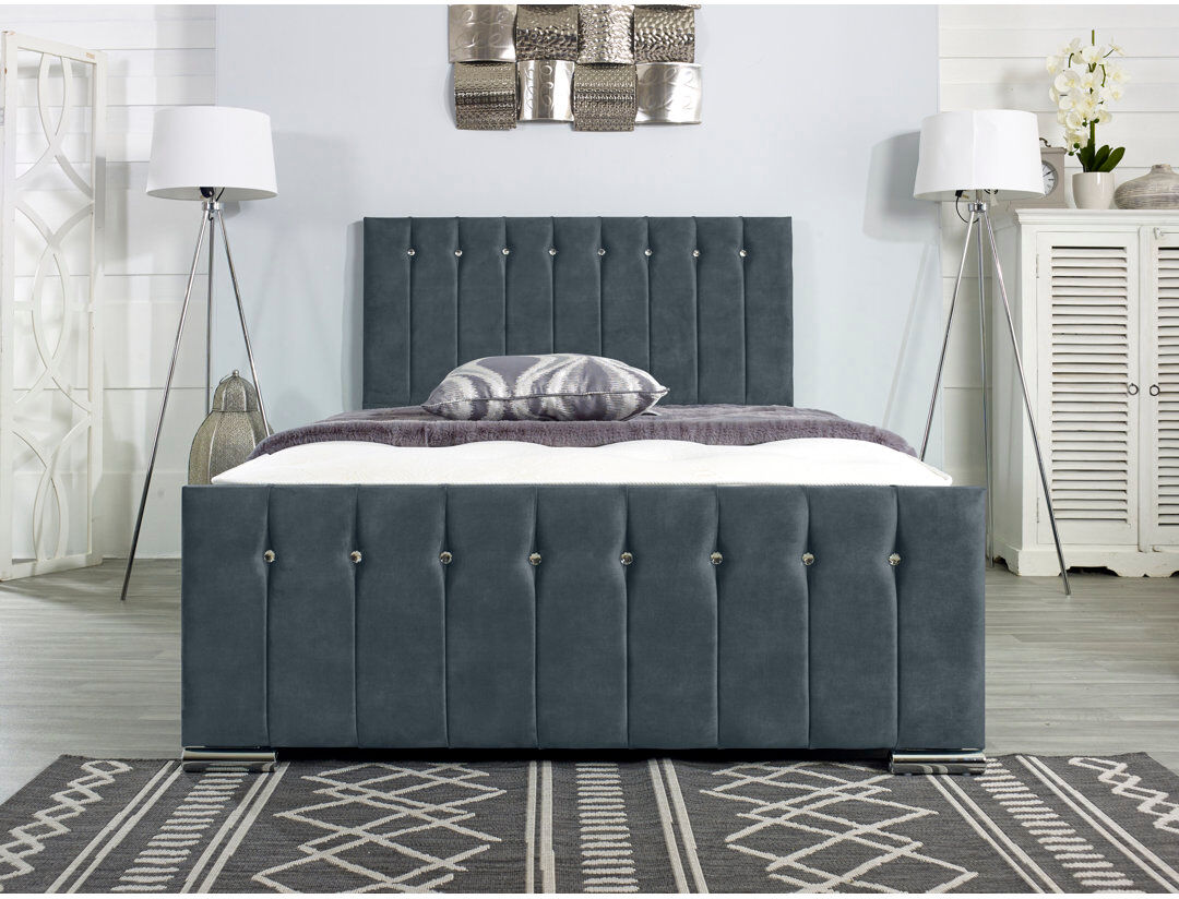Wayfair Sleep Fausley Upholstered Bed Frame Steel European Kingsize (160 x 200cm)