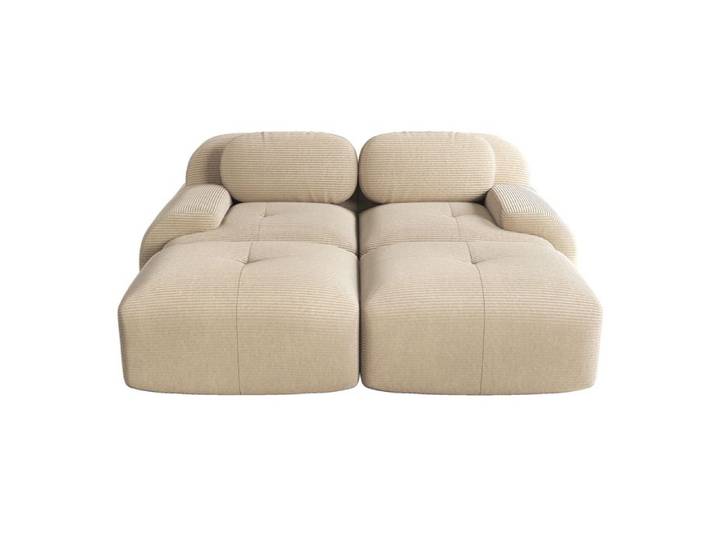 VLIVRA Canapé modulable 2 places - sans montage avec méridienne et accoudoirs ergonomiques mousse haute résilience beige