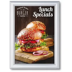 Klapprahmen A4 25mm Rahmen Wechselrahmen DIN A4 Klapprahmen, silber, mit Schutzfolie