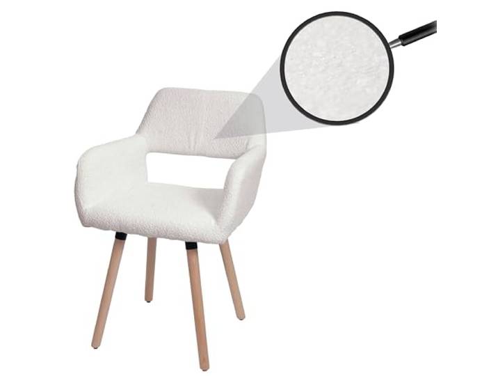 Mendler Esszimmerstuhl HWC-A50 II Holz Bouclé- Creme