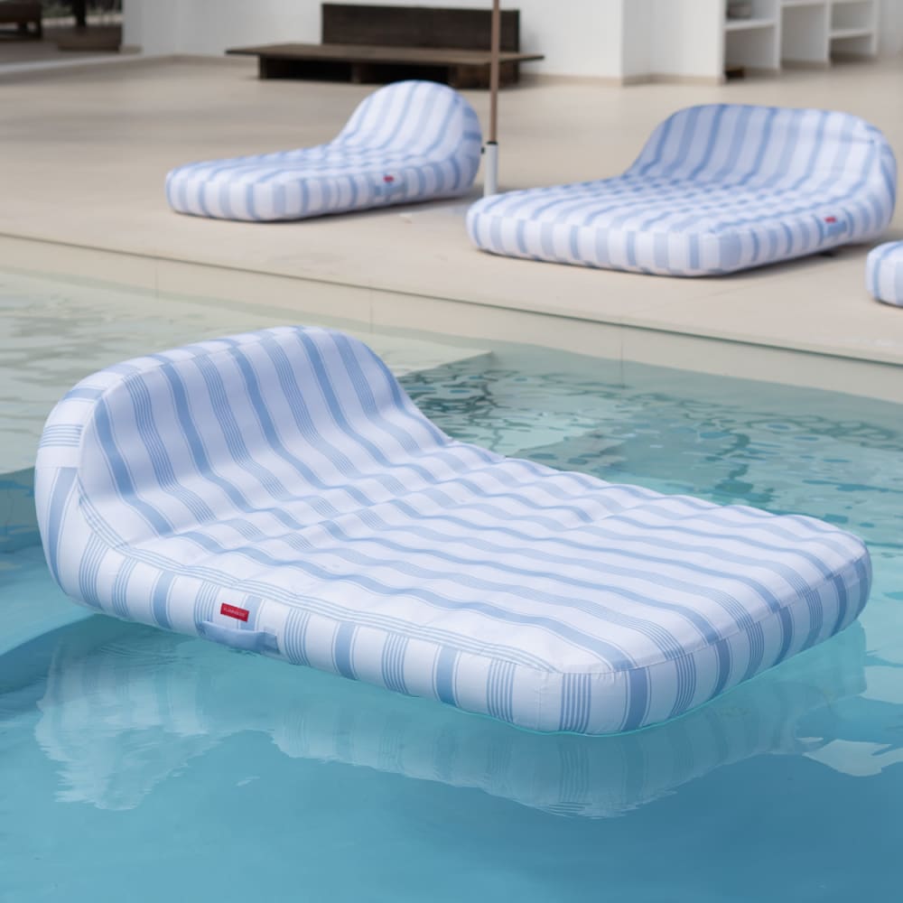 Flamingueo Transat gonflable double premium PVC bleu Bleu 135x55x55cm