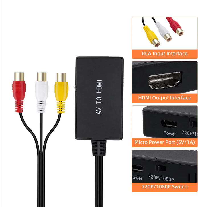 Nintendo RCA AV to HDMI Konvertteri sis. HDMI kaapeli (GV-CH5005)