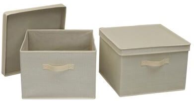 Household Essentials Square KD Storage Box with Lid, Set of 2