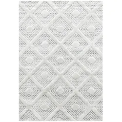 Carpetsale24 Teppich 140x200 cm Creme, Hochflor Wohnzimmer Teppich, Weich & Flauschig, Skandinavisch Boho Stil, Langflor Shaggy, Rauten Design
