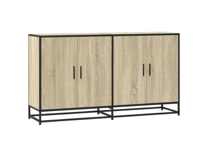 Kaorsrow Sideboard Sonoma-Eiche 134x35x76 cm Anrichte Holzwerkstoff Vielseitiges Aufbewahrungsmöbel mit 4 Türen für Wohnzimmer, Flur und Schlafzimmer im modernen Industrie-Design.