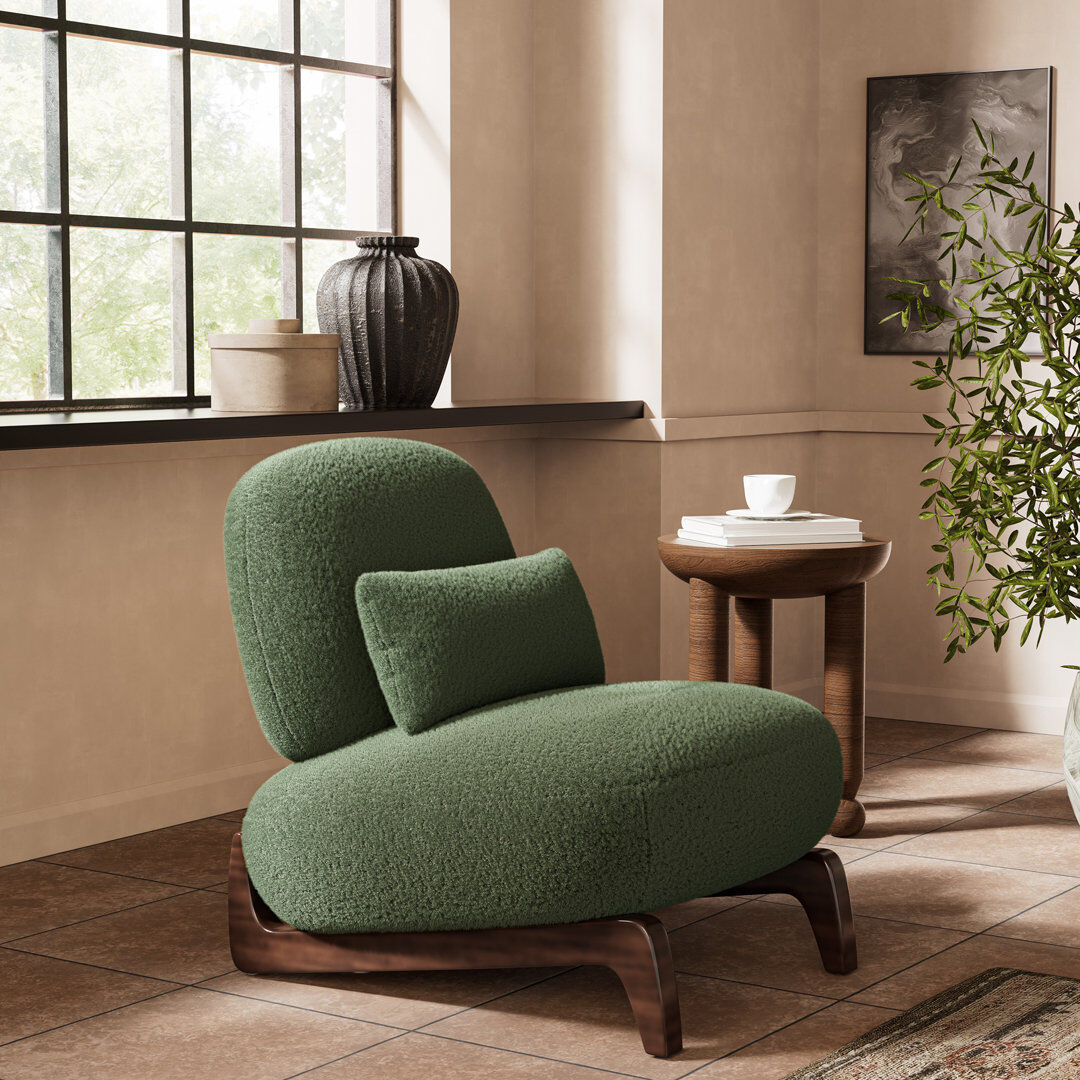Metro Cloud Plush Ergonomic Sherpa Accent Chair with Lumbar Support Pillow Green 73cm H X 73cm W X 82.5cm D