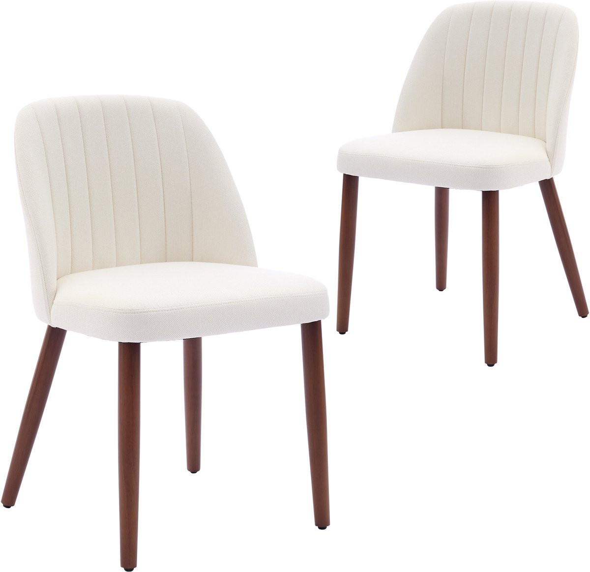 Danky Moderne Eetkamerstoelen met Stoffen Bekleding en Houten Poten - 2 Stuks - Grijs