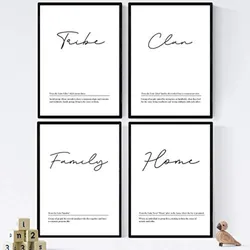 POSTER Set mit 4 Englisch ‚Familie‘ von Wörtern mit Definitionen A4 Rahmenlos