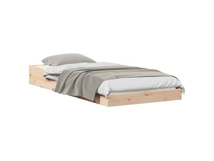 PUGYNBK Bettgestell natur 100 x 220 cm Kiefer massiv Plattform-Design ohne Lattenrost, fester Boden, minimalistischer Stil, einfache Montage, für Schlafzimmer