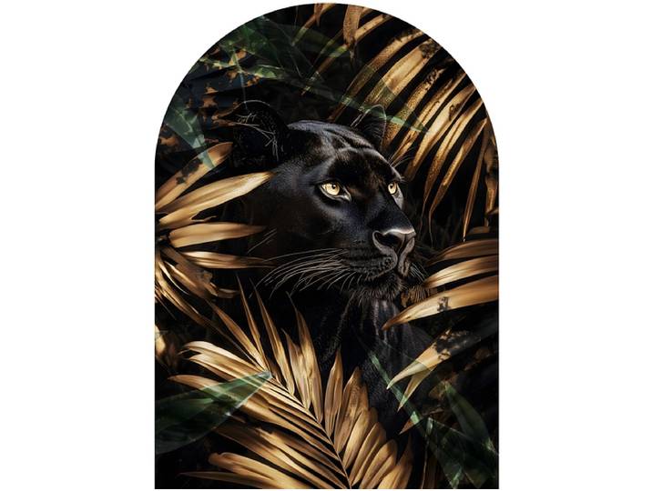 Glasbild BLACK PANTHER 1 Stück glas goldfarben 100x70x2cm