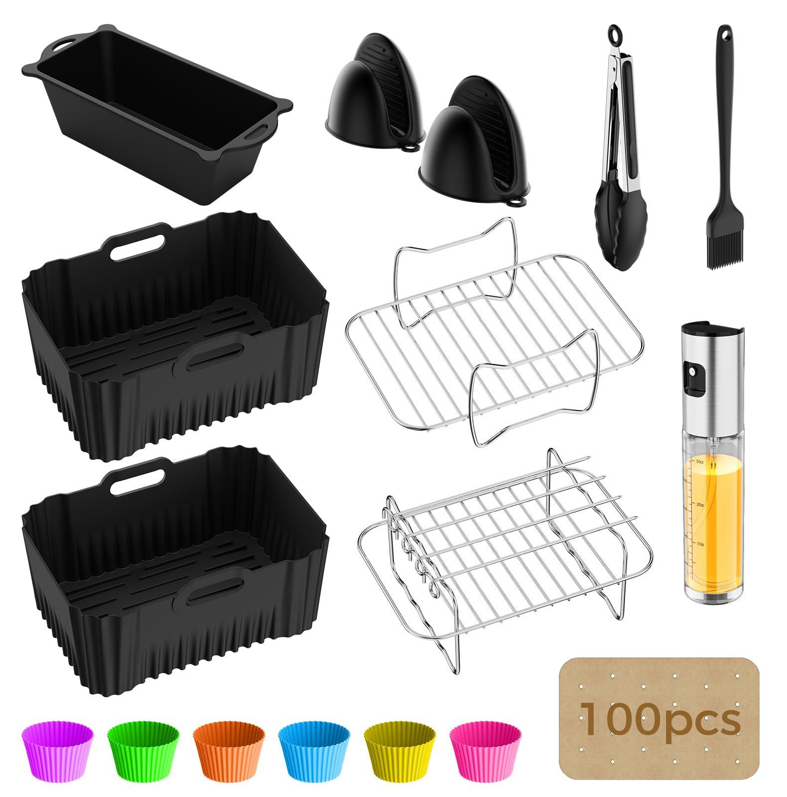 Dripio 17-delige accessoire set voor airfryer met dubbele zone inclusief siliconen vormen en grillrooster